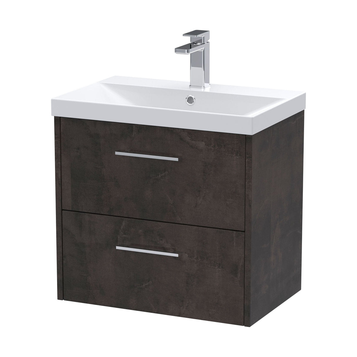 [BFPF2624D] Winshill Contemporary 2 Drawer Wall Hung Vanity Unit with Thin Edge Basin - Choice of Size and Colour - Cutout