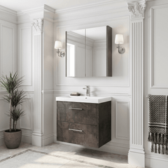 [BFPF2624D] Winshill Contemporary 2 Drawer Wall Hung Vanity Unit with Thin Edge Basin - Choice of Size and Colour
