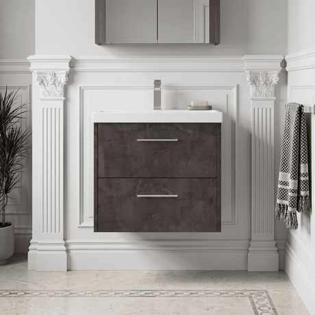 [BFPF2624D] Winshill Contemporary 2 Drawer Wall Hung Vanity Unit with Thin Edge Basin - Choice of Size and Colour - Silo