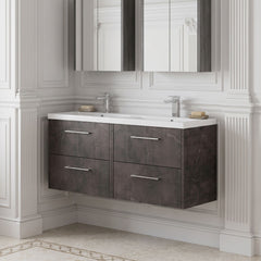 [BFPF2624F] Winshill Contemporary 4 Drawer Wall Hung Vanity Unit with Double Basin, 1200mm, Choice of Colour
