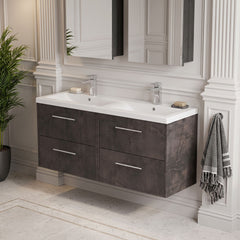 [BFPF2624F] Winshill Contemporary 4 Drawer Wall Hung Vanity Unit with Double Basin, 1200mm, Choice of Colour