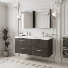 [BFPF2624F] Winshill Contemporary 4 Drawer Wall Hung Vanity Unit with Double Basin, 1200mm, Choice of Colour