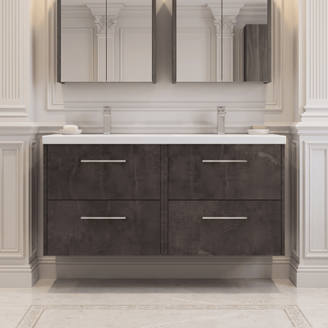 [BFPF2624F] Winshill Contemporary 4 Drawer Wall Hung Vanity Unit with Double Basin, 1200mm, Choice of Colour - Silo