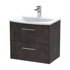 [BFPF2624G] Winshill Contemporary 2 Drawer Wall Hung Vanity Unit with Curved Basin, Choice of Colour - Cutout