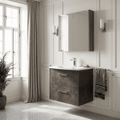 [BFPF2624G] Winshill Contemporary 2 Drawer Wall Hung Vanity Unit with Curved Basin, Choice of Colour