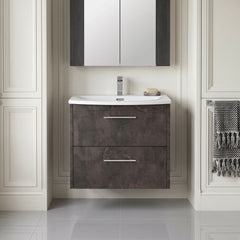 [BFPF2624G] Winshill Contemporary 2 Drawer Wall Hung Vanity Unit with Curved Basin, Choice of Colour - Silo