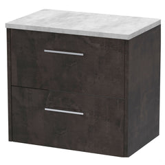[BFPF2624LBG] Winshill Contemporary 2 Drawer Wall Hung Vanity Unit with Laminate Worktop - Choice of Size and Colour - Cutout