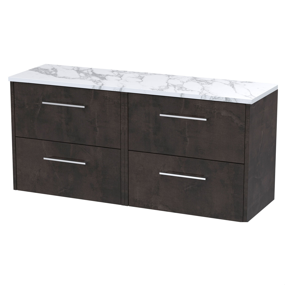 [BFPF2624LCM2] Winshill Contemporary 4 Drawer Wall Hung Vanity Unit with Carrera Marble Laminate Worktop - Choice of Colour - Cutout