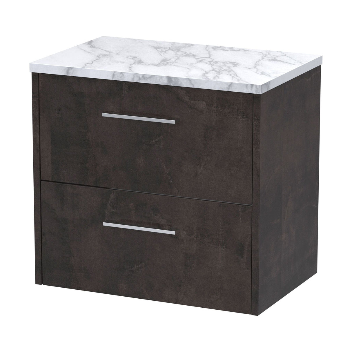 [BFPF2624LCM] Winshill Contemporary 2 Drawer Wall Hung Vanity Unit with Carrera Marble Laminate Worktop - Choice of Colour - Cutout
