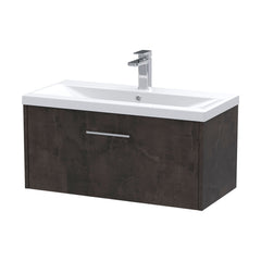 [BFPF2625A] Winshill Contemporary 1 Drawer Wall Hung Vanity Unit with Mid-Edge Basin - Choice of Size and Colour - Cutout