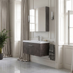 [BFPF2625A] Winshill Contemporary 1 Drawer Wall Hung Vanity Unit with Mid-Edge Basin - Choice of Size and Colour