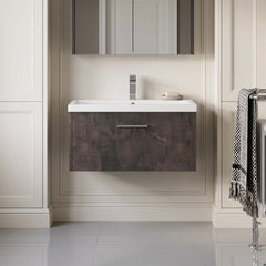[BFPF2625A] Winshill Contemporary 1 Drawer Wall Hung Vanity Unit with Mid-Edge Basin - Choice of Size and Colour - Silo