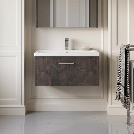 [BFPF2625A] Winshill Contemporary 1 Drawer Wall Hung Vanity Unit with Mid-Edge Basin - Choice of Size and Colour - Silo