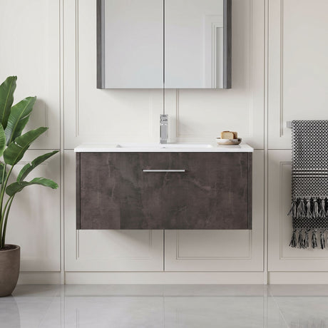 [BFPF2625B] Winshill Wall Hung 1 Drawer Vanity Unit with 1 Tap Hole Minimalist Basin, Choice of Size and Colour - Silo
