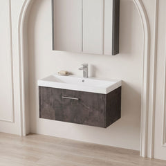 [BFPF2625D] Winshill Contemporary 1 Drawer Wall Hung Vanity Unit with Thin Edge Basin - Choice of Size and Colour