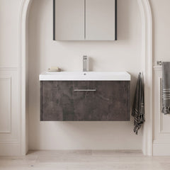 [BFPF2625D] Winshill Contemporary 1 Drawer Wall Hung Vanity Unit with Thin Edge Basin - Choice of Size and Colour - Silo