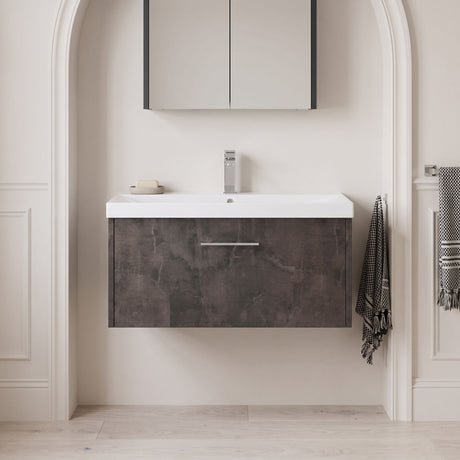 [BFPF2625D] Winshill Contemporary 1 Drawer Wall Hung Vanity Unit with Thin Edge Basin - Choice of Size and Colour - Silo