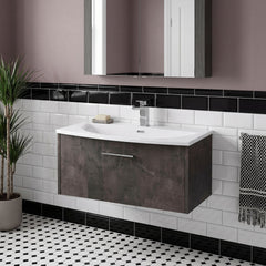 [BFPF2625G] Winshill Contemporary 1 Drawer Wall Hung Vanity Unit with Curved Basin, Choice of Size and Colour