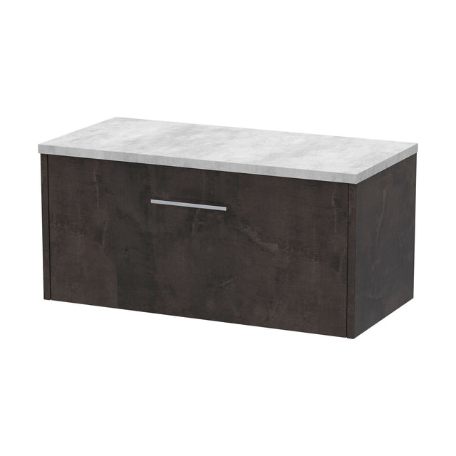 [BFPF2625LBG] Winshill Contemporary 1 Drawer Wall Hung Vanity Unit with Laminate Worktop, Woodgrain Dark Grey, 800mm - Cutout