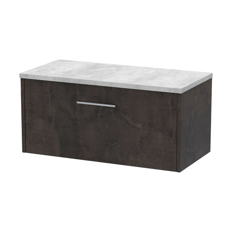 [BFPF2625LBG] Winshill Contemporary 1 Drawer Wall Hung Vanity Unit with Bellato Grey Laminate Worktop - Choice of Size and Colour - Cutout