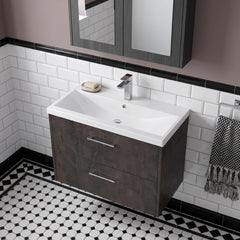 [BFPF2626A] Winshill Contemporary 2 Drawer Wall Hung Vanity Unit with Mid-Edge Basin - Choice of Size and Colour
