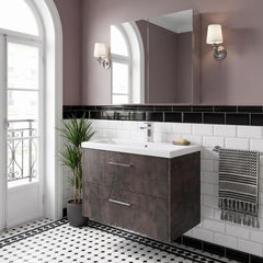 [BFPF2626A] Winshill Contemporary 2 Drawer Wall Hung Vanity Unit with Mid-Edge Basin - Choice of Size and Colour