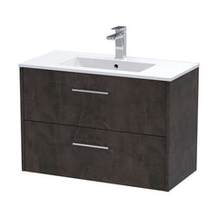 [BFPF2626B] Winshill Contemporary 2 Drawer Wall Hung Vanity Unit with Minimalist Basin, Choice of Size and Colour - Cutout
