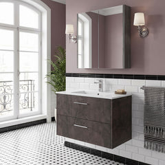 [BFPF2626B] Winshill Contemporary 2 Drawer Wall Hung Vanity Unit with Minimalist Basin, Choice of Size and Colour
