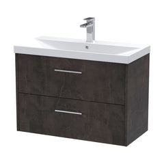 [BFPF2626D] Winshill Contemporary 2 Drawer Wall Hung Vanity Unit with Thin Edge Basin - Choice of Size and Colour - Cutout
