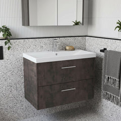 [BFPF2626D] Winshill Contemporary 2 Drawer Wall Hung Vanity Unit with Thin Edge Basin - Choice of Size and Colour