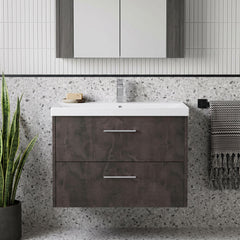 [BFPF2626D] Winshill Contemporary 2 Drawer Wall Hung Vanity Unit with Thin Edge Basin - Choice of Size and Colour - Silo