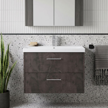 [BFPF2626D] Winshill Contemporary 2 Drawer Wall Hung Vanity Unit with Thin Edge Basin - Choice of Size and Colour - Silo
