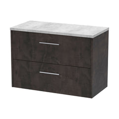 [BFPF2626LBG] Winshill Contemporary 2 Drawer Wall Hung Vanity Unit with Laminate Worktop - Choice of Size and Colour - Cutout