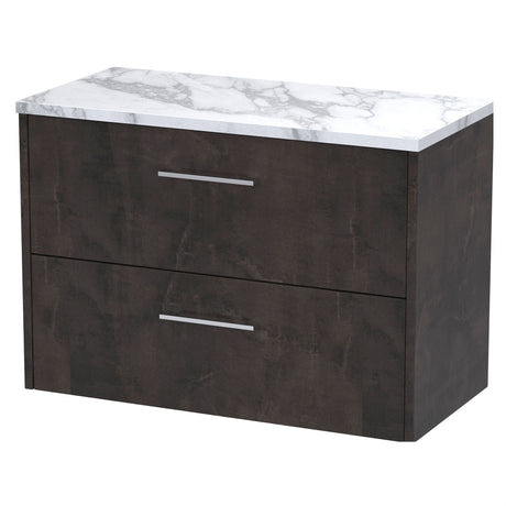 [BFPF2626LCM] Winshill Contemporary 2 Drawer Wall Hung Vanity Unit with Laminate Worktop, 800mm, Choice of Colour - Cutout