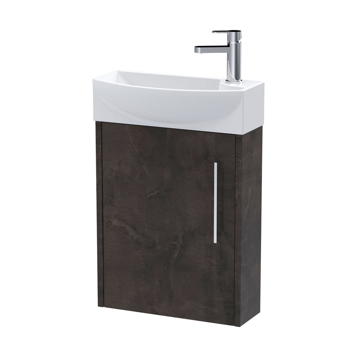 [BFPF2661L] Winshill Contemporary 1 Door Wall Hung Cloakroom Vanity Unit with Basin - Choice of Orientation and Colour - Cutout