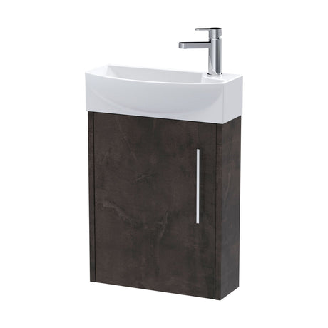 [BFPF2661L] Winshill Contemporary 1 Door Wall Hung Cloakroom Vanity Unit with Basin - Choice of Orientation and Colour - Cutout