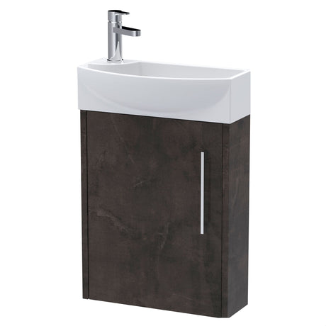 [BFPF2661R] Winshill Contemporary 1 Door Wall Hung Cloakroom Vanity Unit with Basin - Choice of Orientation and Colour - Cutout