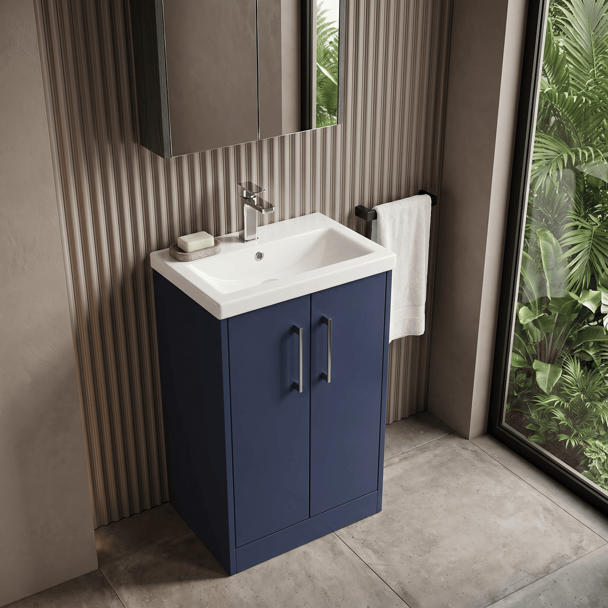 [BFPF2901A] Winshill Contemporary 2 Door Floor Standing Vanity Basin Unit with Mid-Edge Basin, Choice of Size and Colour