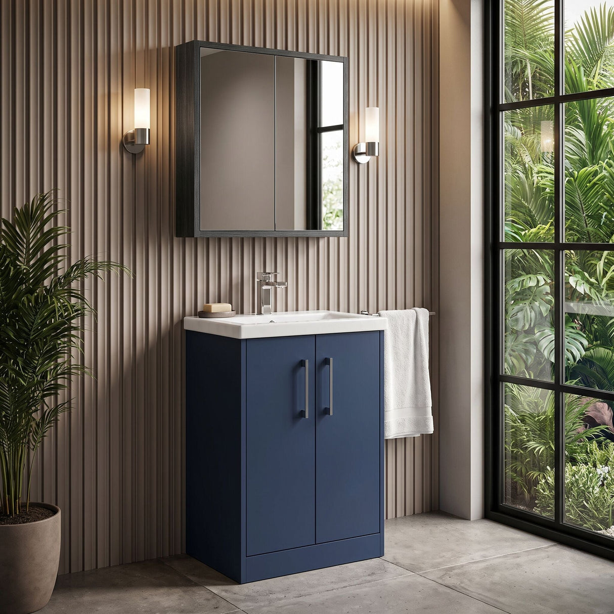[BFPF2901A] Winshill Contemporary 2 Door Floor Standing Vanity Basin Unit with Mid-Edge Basin, Choice of Size and Colour