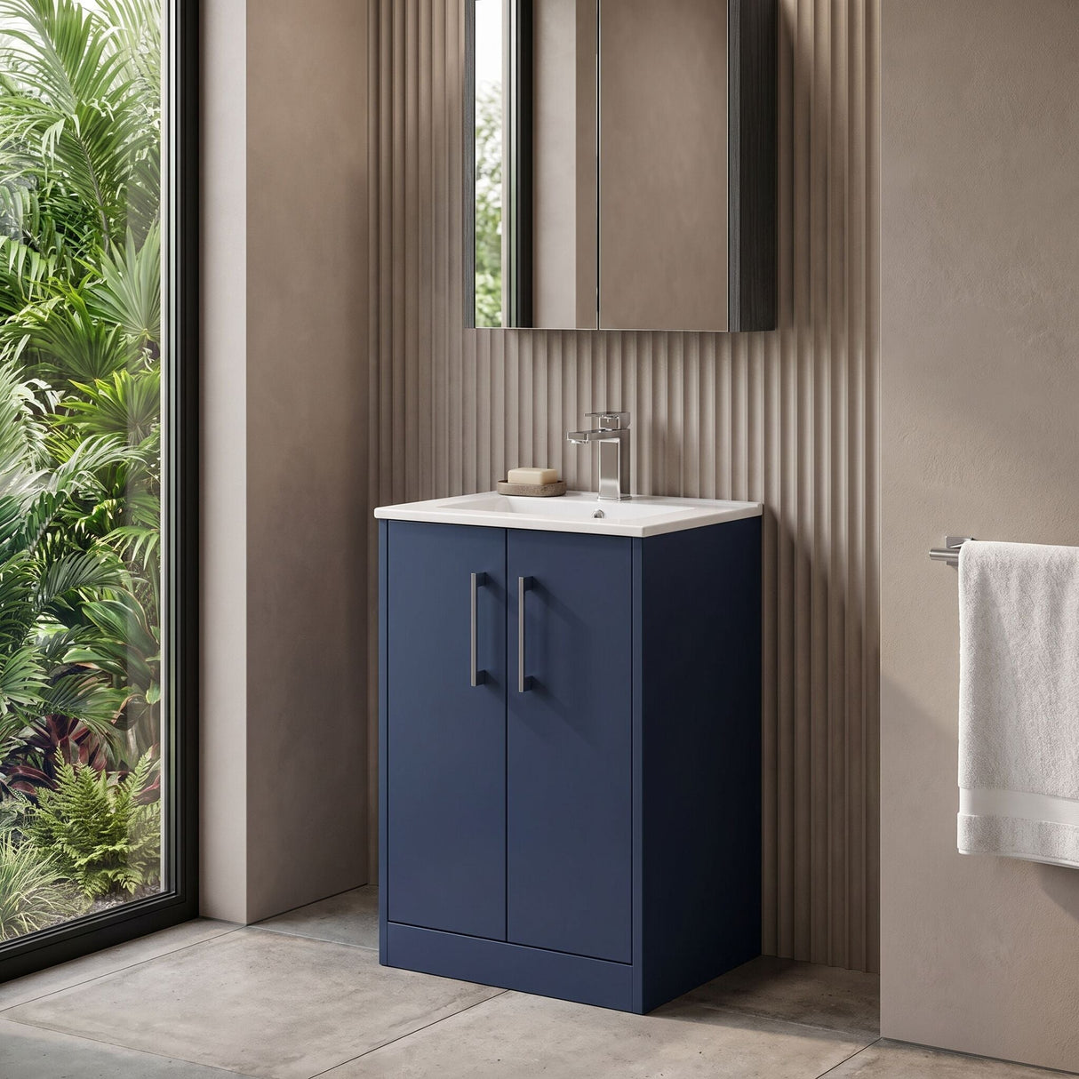 [BFPF2901B] Winshill Contemporary 2 Door Floor Standing Vanity Unit with Minimalist Basin - Choice of Size and Colour