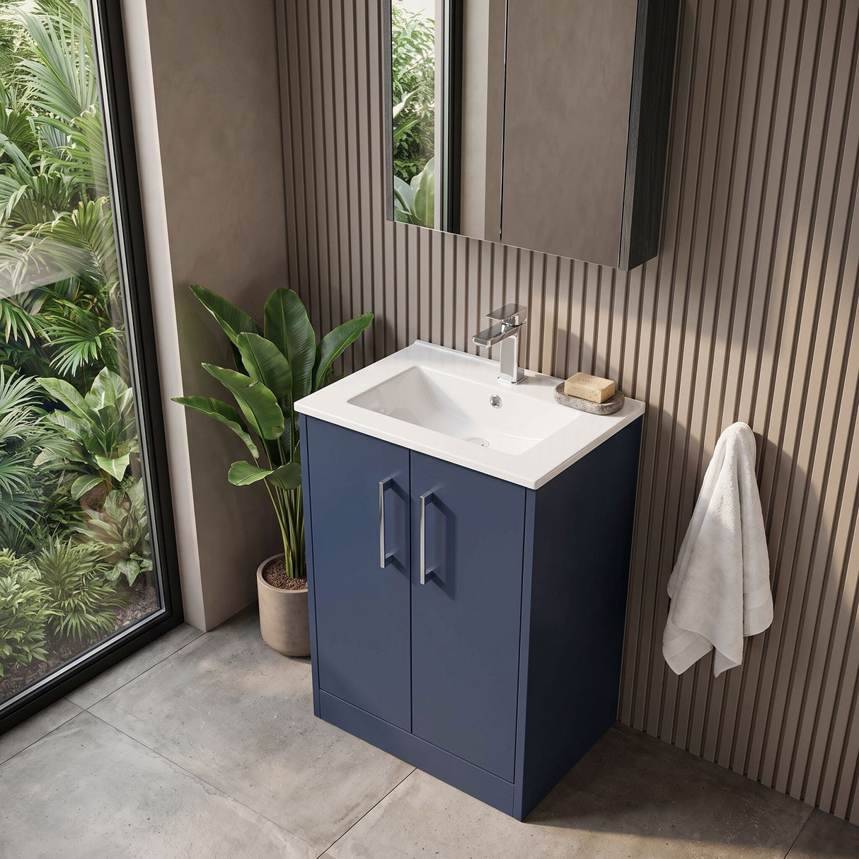 [BFPF2901B] Winshill Contemporary 2 Door Floor Standing Vanity Unit with Minimalist Basin - Choice of Size and Colour