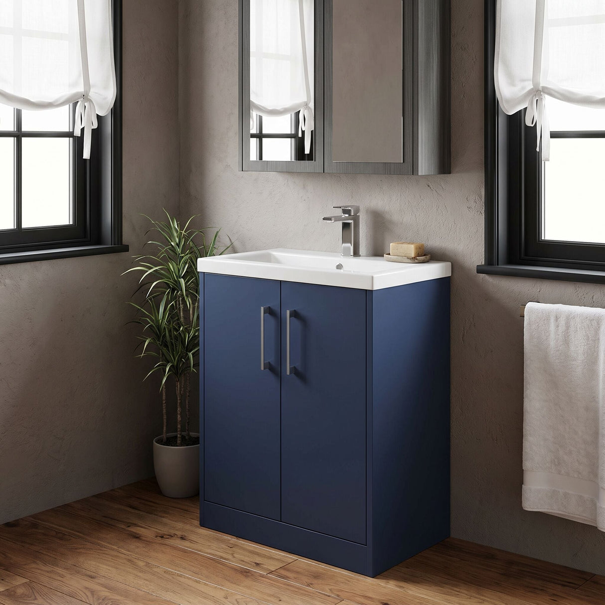 [BFPF2903A] Winshill Contemporary 2 Door Floor Standing Vanity Basin Unit with Mid-Edge Basin, Choice of Size and Colour