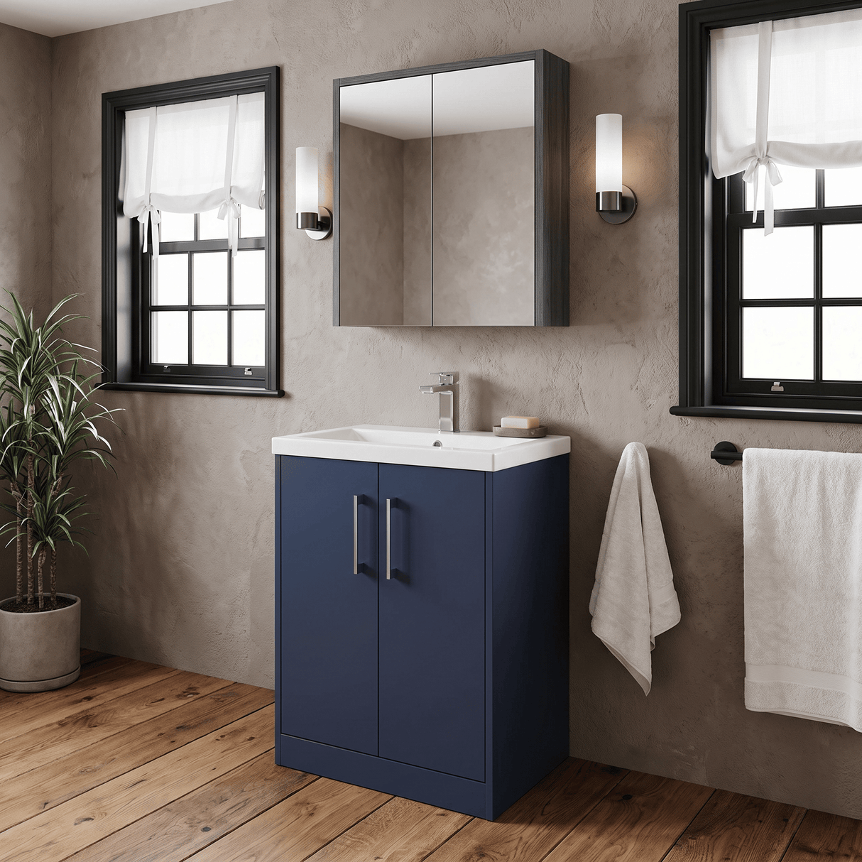 [BFPF2903A] Winshill Contemporary 2 Door Floor Standing Vanity Basin Unit with Mid-Edge Basin, Choice of Size and Colour