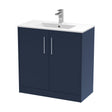 [BFPF2905B] Winshill Contemporary 2 Door Floor Standing Vanity Unit with Minimalist Basin, Dark Blue, 800mm - Cutout