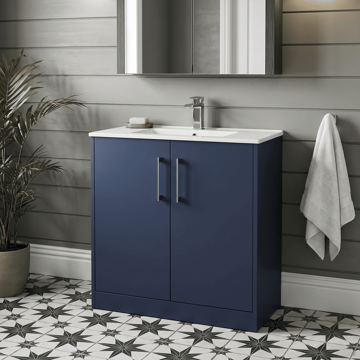 [BFPF2905B] Winshill Contemporary 2 Door Floor Standing Vanity Unit with Minimalist Basin - Choice of Size and Colour