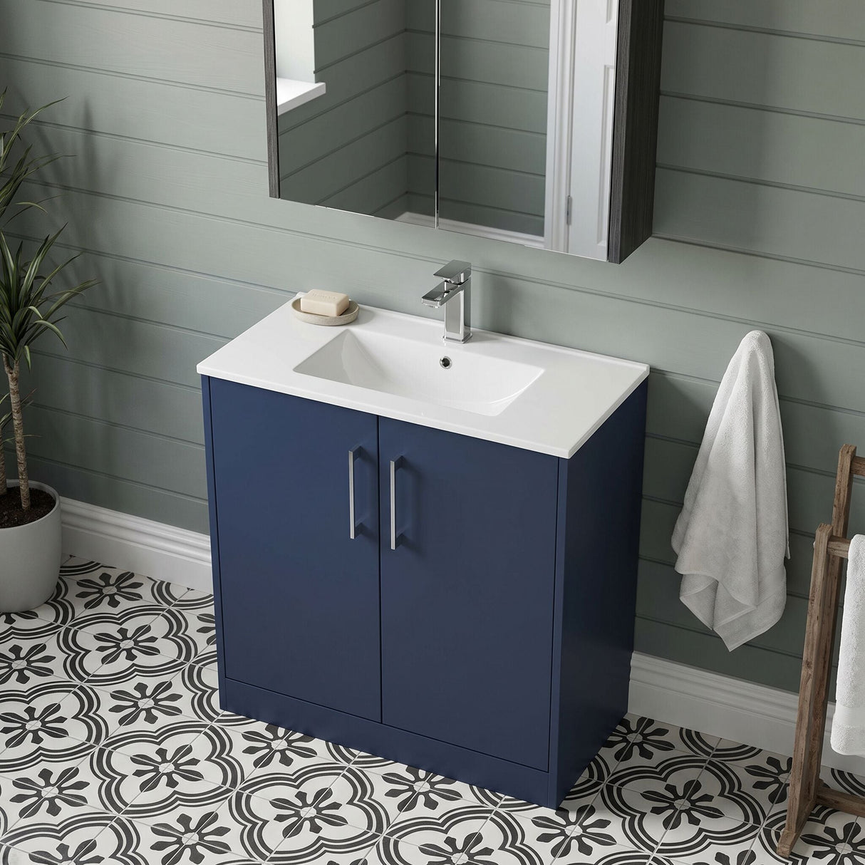 [BFPF2905B] Winshill Contemporary 2 Door Floor Standing Vanity Unit with Minimalist Basin - Choice of Size and Colour