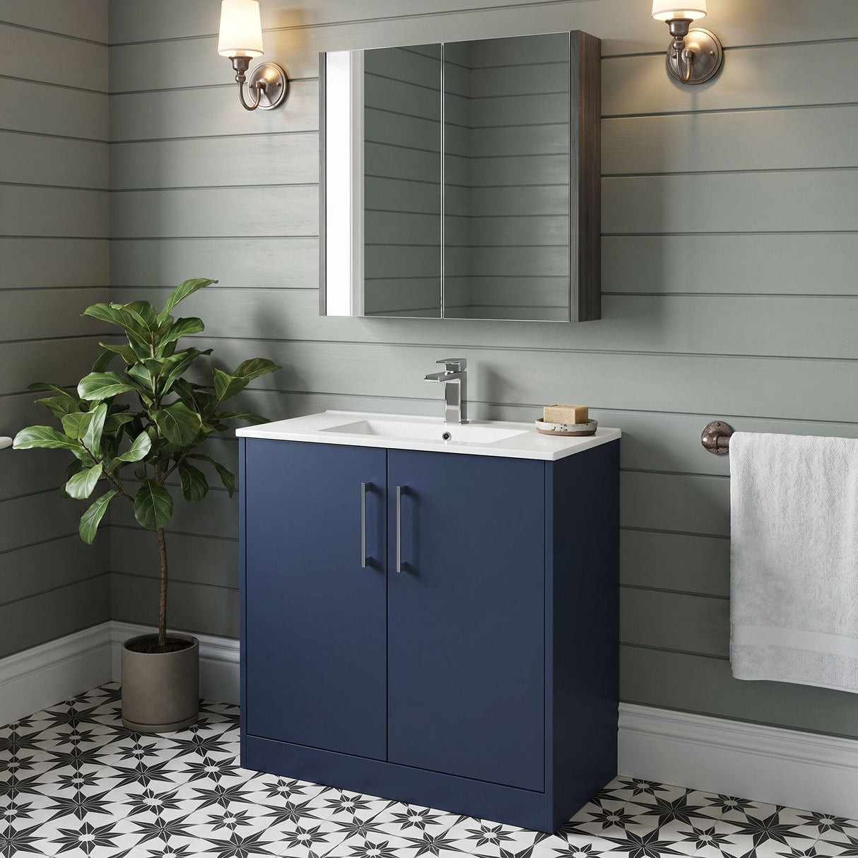 [BFPF2905B] Winshill Contemporary 2 Door Floor Standing Vanity Unit with Minimalist Basin - Choice of Size and Colour