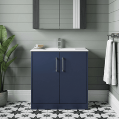 [BFPF2905B] Winshill Contemporary 2 Door Floor Standing Vanity Unit with Minimalist Basin - Choice of Size and Colour - Silo