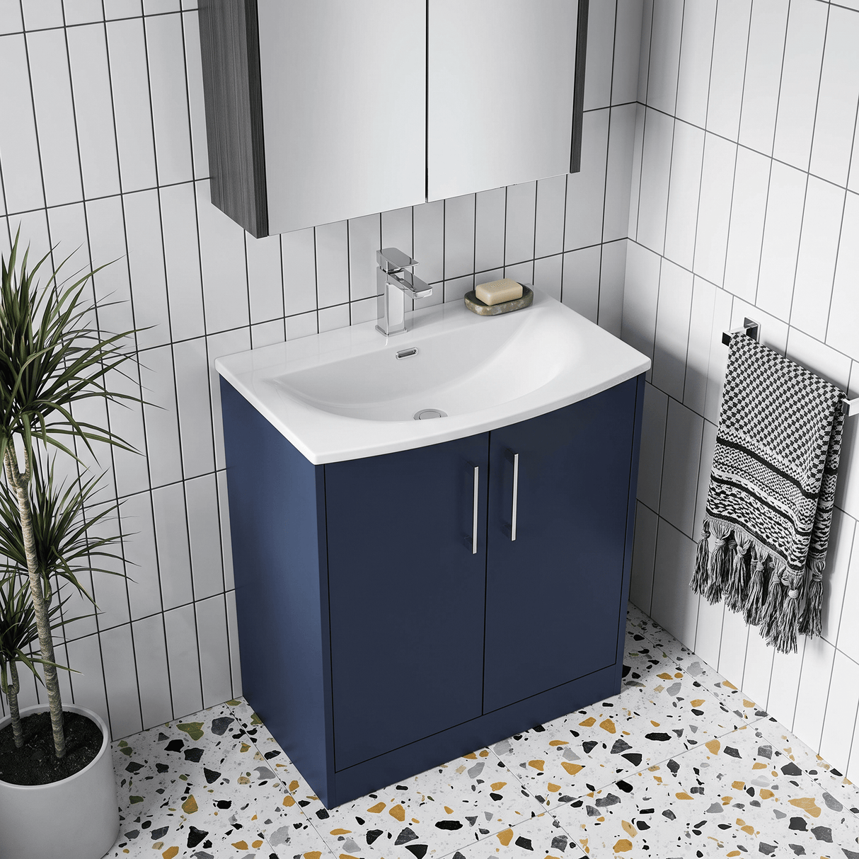 [BFPF2905G] Winshill Contemporary 2 Door Floor Standing Vanity Unit with Curved Basin - Choice of Size and Colour