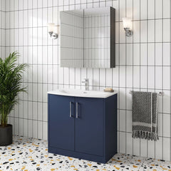 [BFPF2905G] Winshill Contemporary 2 Door Floor Standing Vanity Unit with Curved Basin - Choice of Size and Colour